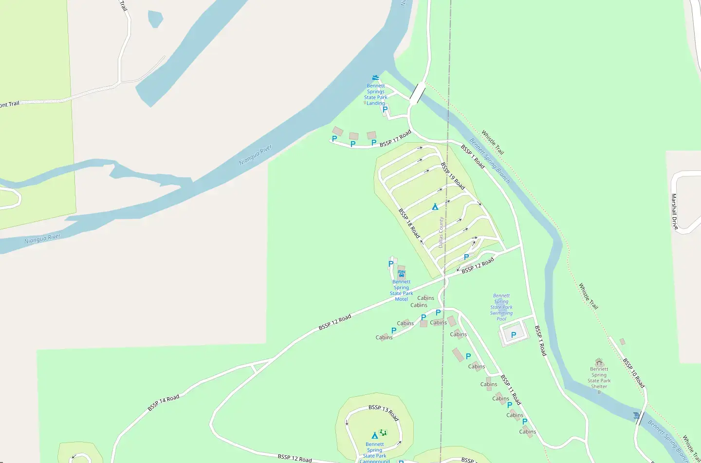 Bennett Spring Stream Map Bennett Spring State Park Campground in Lebanon, United States of ...