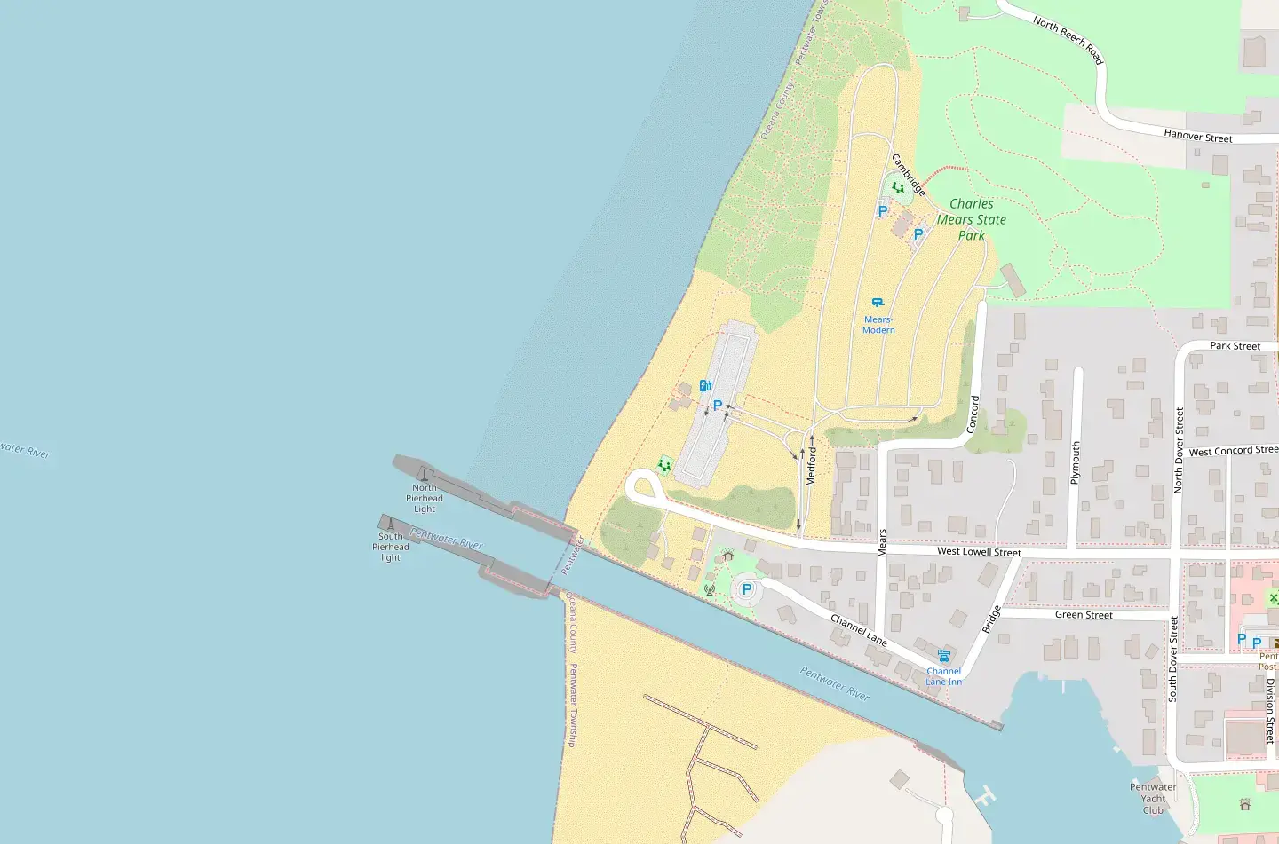 Map Mears Mears State Park Campground in Pentwater, United States of America ...